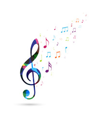 Colorful music notes background