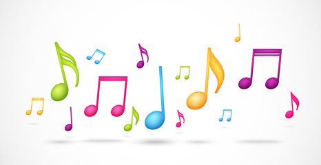 Colorful music notes background © radenmas