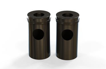 Blank dustbin mock up template on isolated white background, 3d illustration 