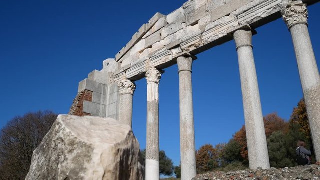 Apollonia Archaeological Park, Fier Prefecture, Albania - december 28 2018: Monument of Agonothetes in Apollonia (Illyria)