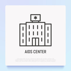 AIDs center thin line icon. Modern vector illustration of hospital.