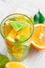 refreshing cold citrus water with mint