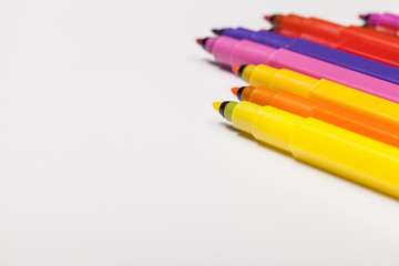 felt tip marker pens isolated on white background close up