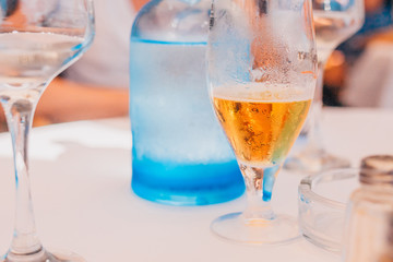 Refreshing drinks on the restaurant table