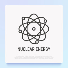 Nuclear energy thin line icon: electons around atom. Modern vector illustration.