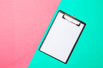 Clipboard mock up on vibrant duotone background