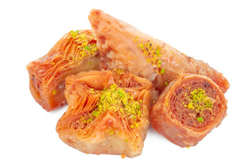 Turkish Ramadan Dessert Baklava isolated on white