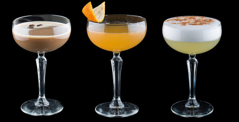 Original cocktails on a dark background.