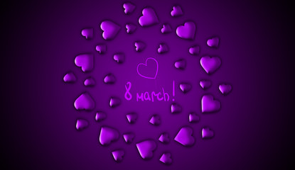 Beautiful purple pattern Hearts background for copy space.Love card . Wedding party flyer or printing, cards, etc