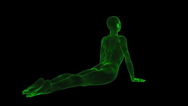 4K AI Android Woman Yoga Pose Cobra Seamless Loop
