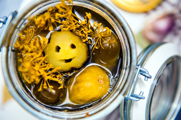 Smiling homemade pickle