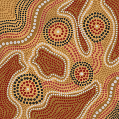Australian Aboriginal styled dot painting artwork. Original digital illustration.