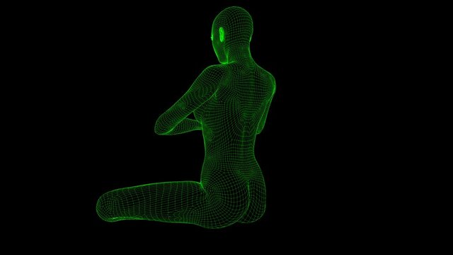 4K AI Android Woman Yoga Pose Meditation Seamless Loop