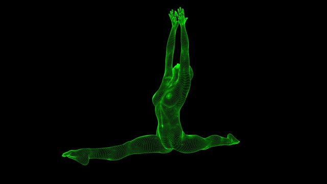 4K AI Android Woman Yoga Pose Monkey Seamless Loop