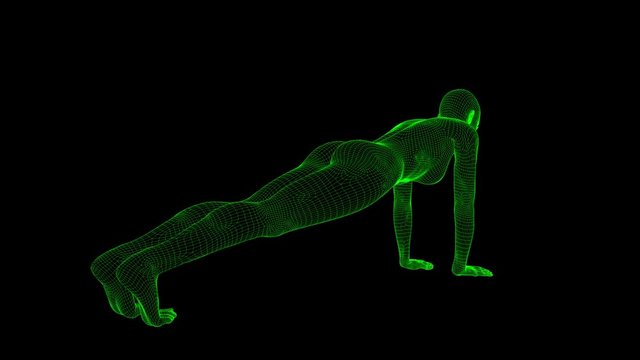 4K AI Android Woman Yoga Pose Planking Seamless Loop
