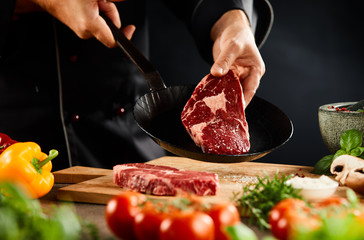 Chef displaying a fresh succulent rump steak