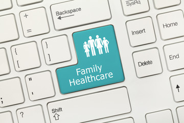 White conceptual keyboard - Family Healthcare (blue key)