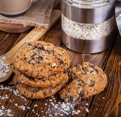 Stack of Oatmeal Raisin Nut Cookies