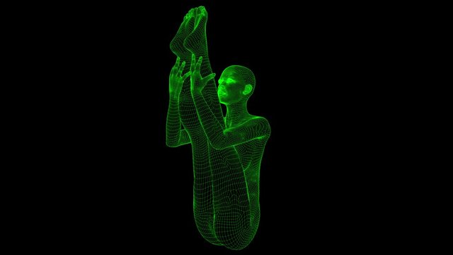 4K AI Android Woman Yoga Pose Seated Forward Seamless Loop