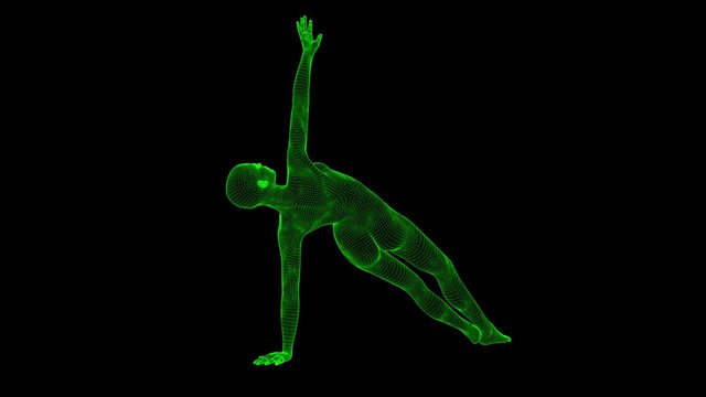 4K AI Android Woman Yoga Pose Sidebalance Seamless Loop