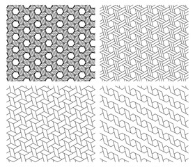 Seamless geometric hexagon line pattern, vector