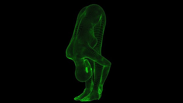 4K AI Android Woman Yoga Pose Standing Forward Seamless Loop