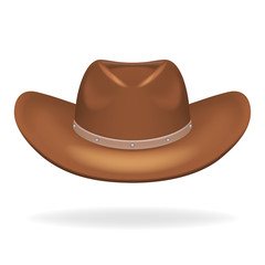 Cowboy leather hat isolated 3d realistic icon design vector illustration