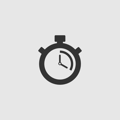 Stopwatch Vector Icon. The 20 seconds, minutes stopwatch icon on gray background.