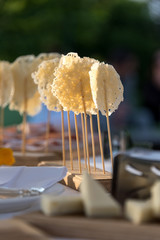 table with buffet and aperitifs for wedding ceremony