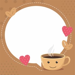 Cute card frame design with cup character