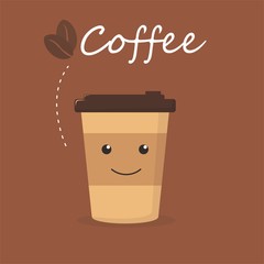Cute cup of coffee character vector