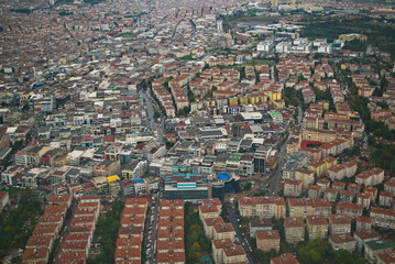Aerial part of Istanbul city view. Hig population and buildings area