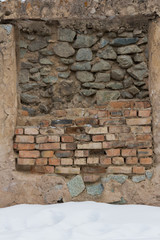 old brickwork with uneven rows