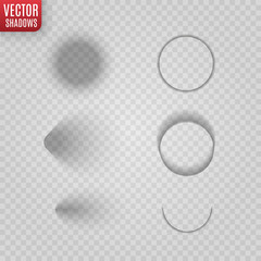 Vector shadows isolated. Transparent shadow realistic illustration. Page divider with transparent shadows isolated. Pages vector set. 