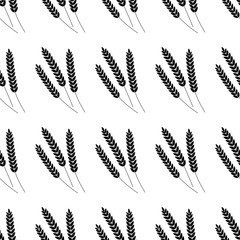 Vector seamless pattern illustration ears of wheat. Beer, oktoberfest, background. For bakery package, bread products. Autumn harvest.