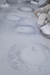 Fototapeta na wymiar Gray mud hot springs in Japan