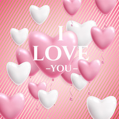 Postcard with a qoute I love you for Valentine's Day. Vector illustration with isolated elements