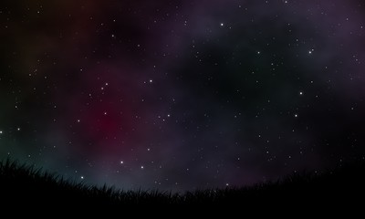 Night sky landscape illustration graphic design background.