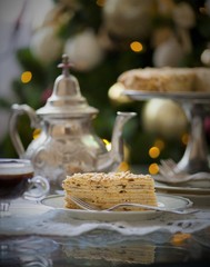  Napoleon cake.  Delicious pancakes , Layered tasty sweet Napoleon cake