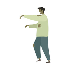 Hand drawn Halloween zombie vector illustration isolated on white background