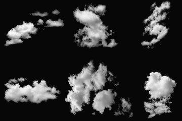 Fototapeta na wymiar Set of cloud white on isolated elements black background