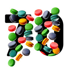 70 number seventy, birthday numbers, graphic black digit and creative typography with colourful cookies, happy birthday