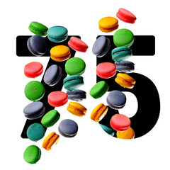 75 number seventy five graphic black digit and creative typography with colourful cookies, happy birthday