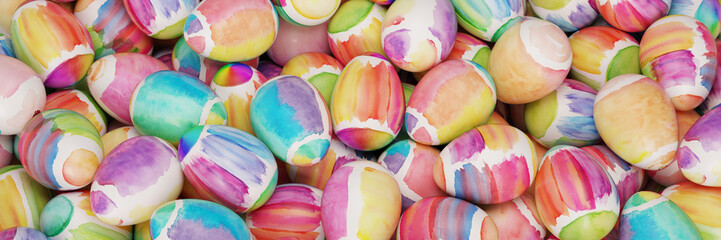 Bunte Ostereier mit Wasserfarbe zu Ostern
