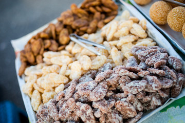 Fresh donut cakes on market