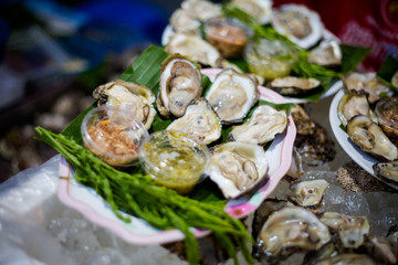 Fresh oysters on local market