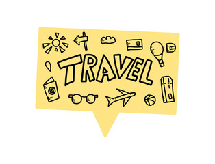 Set of travel doodle symbols in vector.