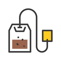 Tea bag vector, coffee related filled style editable stroke icon