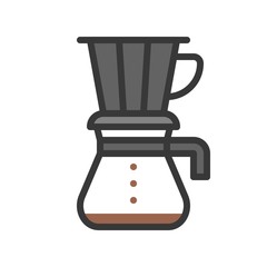 Drip coffee vector, coffee related filled style editable stroke icon