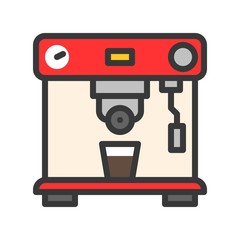 Coffee machine vector, coffee related filled style editable stroke icon